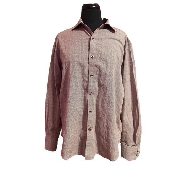 Robert Graham Stripped Vintage Burgundy W/ Floral Button Down Shirt Size Medium - Picture 1 of 9